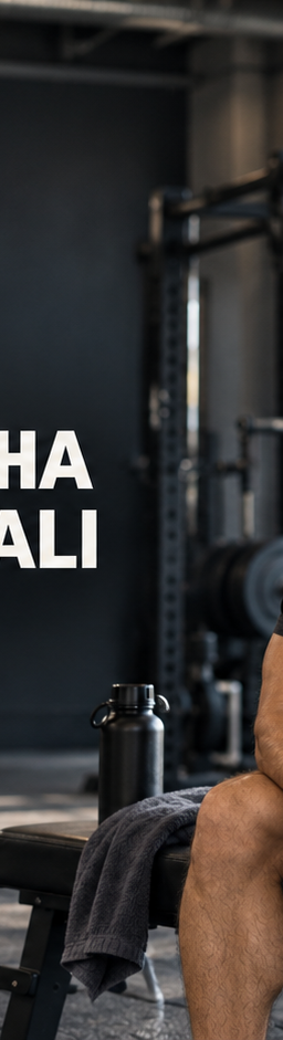 Athlete resting in a gym beside the headline Ashwagandha vs. Tongkat Ali: A goal-first comparison.