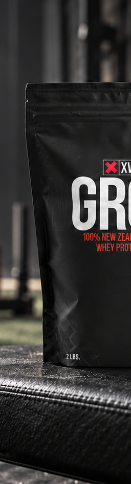 XWERKS Grow whey isolate beside a shaker and running shoes in a gym, with Best Protein for HYROX headline.