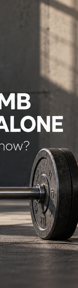 Strength athlete reviewing a workout notebook beside a barbell and the headline Creatine + HMB vs. Creatine Alone.