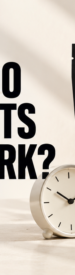 How long do supplements take to work? XWERKS Lift creatine beside a clock and glass of water.