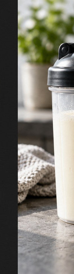 Best protein for mixing with water title beside a shaker and water carafe.