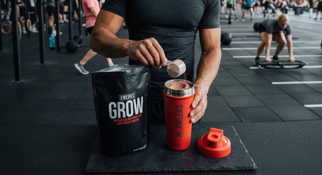 Athlete preparing XWERKS Grow beside the HYROX training floor